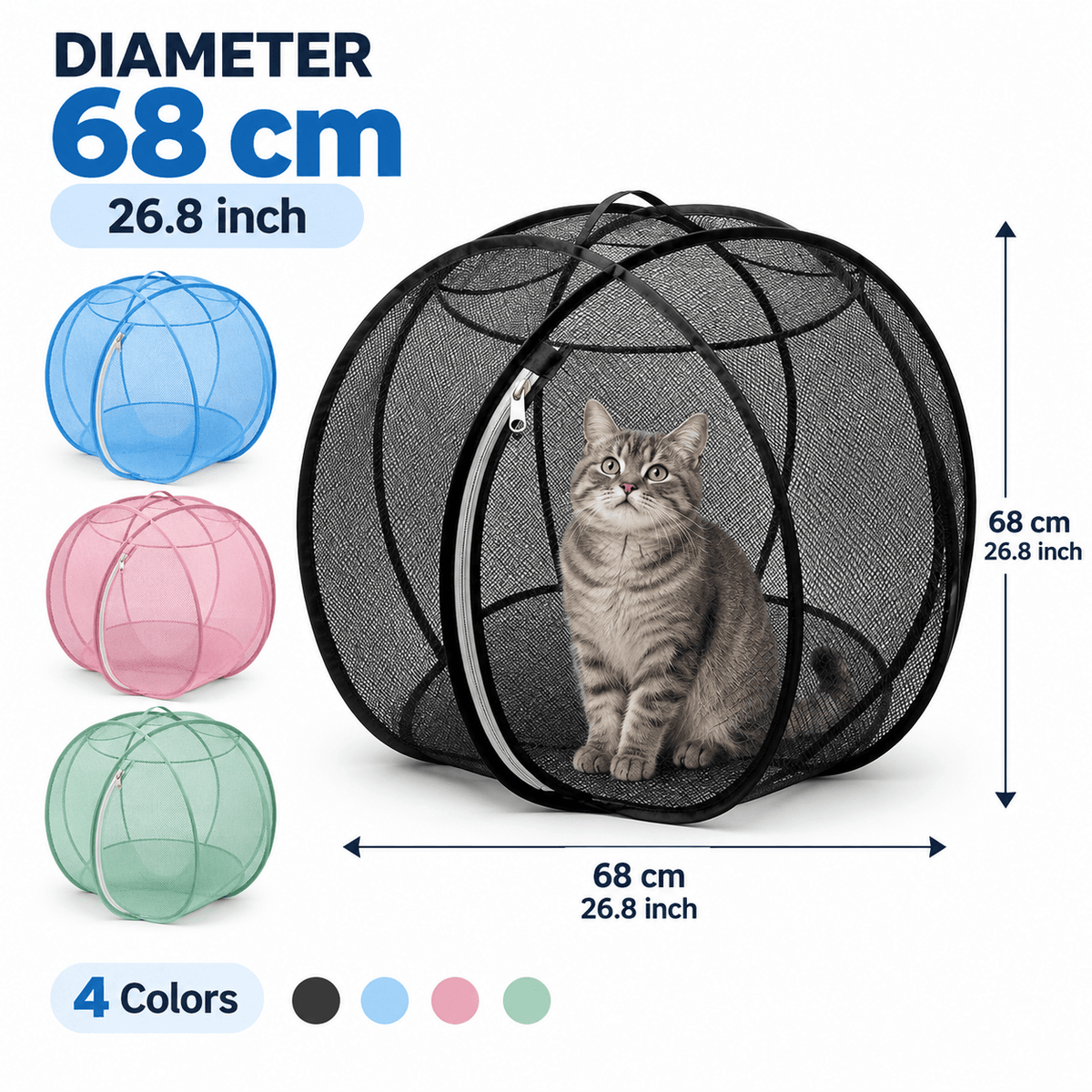 Pop-Up Cat Playpen – Foldable Mesh Tent for Indoor & Outdoor Play Fursera
