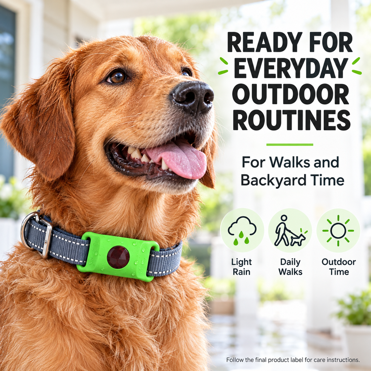 Green Collar-Mounted Pet Tag with Flexible Dual-Slot Holder & Adjustable Collar Fursera