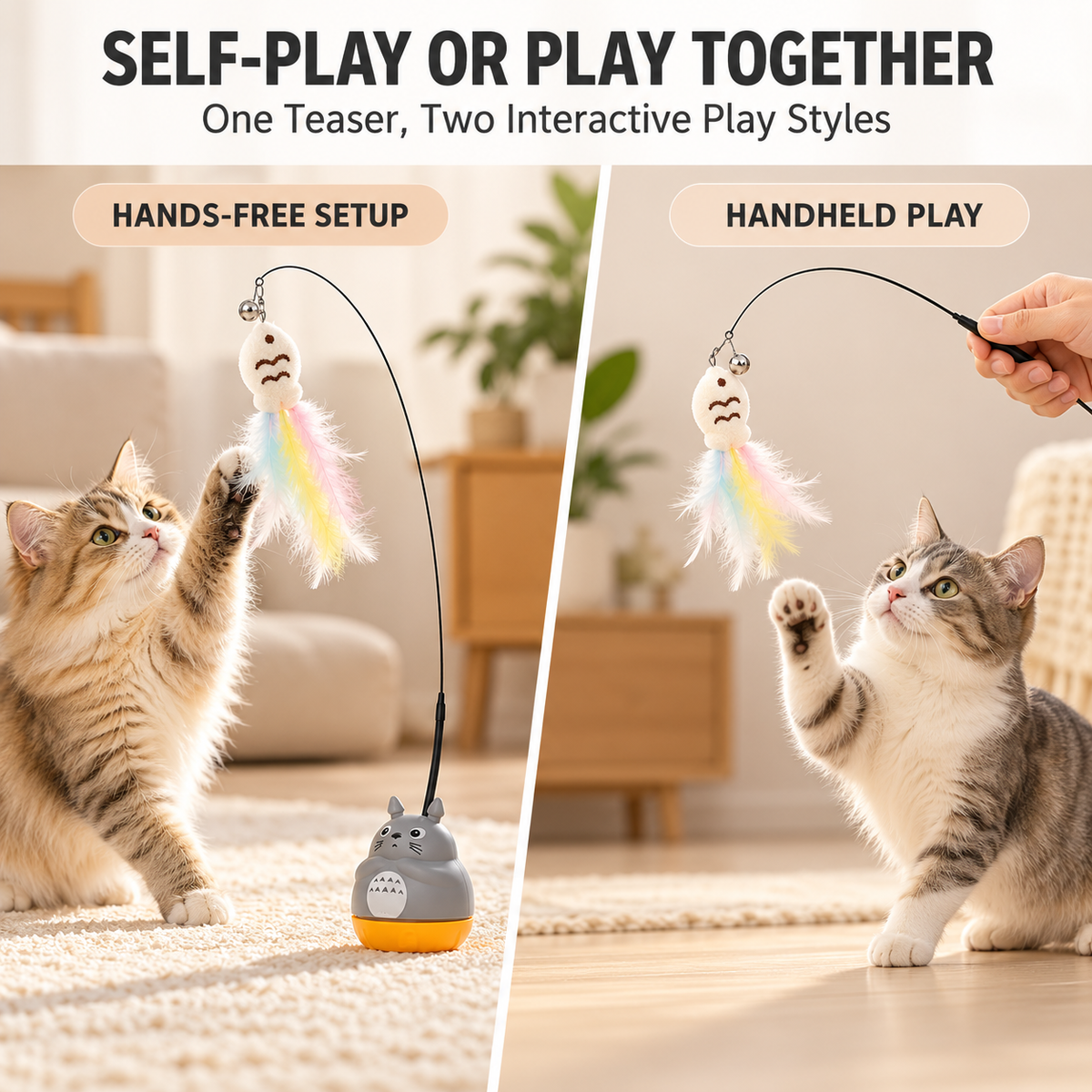 Bouncing Fish & Feather Cat Teaser Toy Fursera