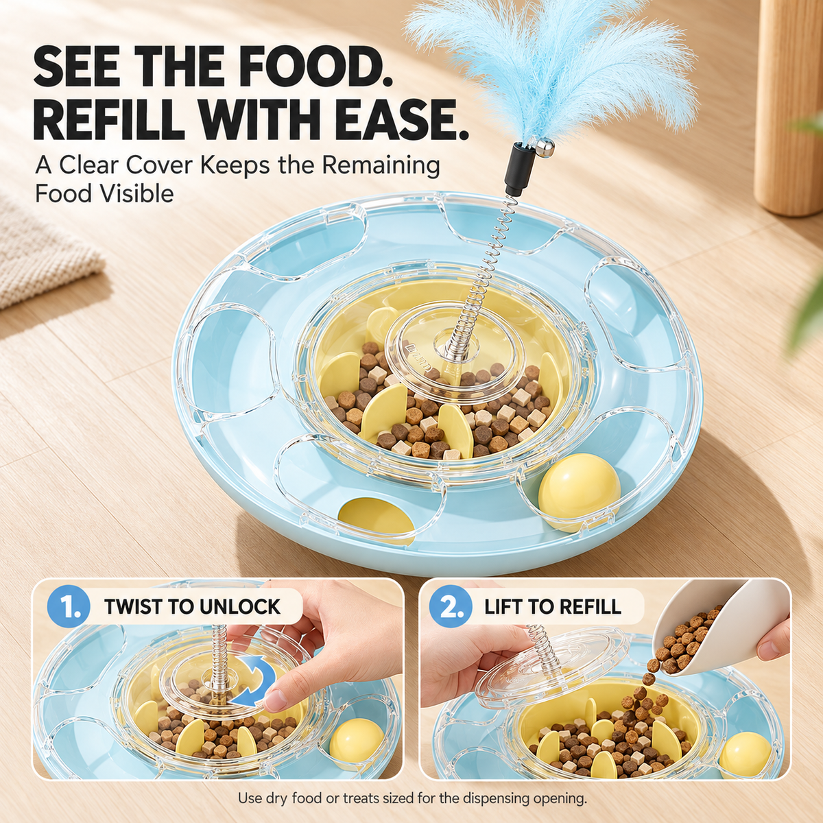 3-in-1 Interactive Cat Toy – Wobble Treat Dispenser with Track Ball & Feather Teaser Fursera