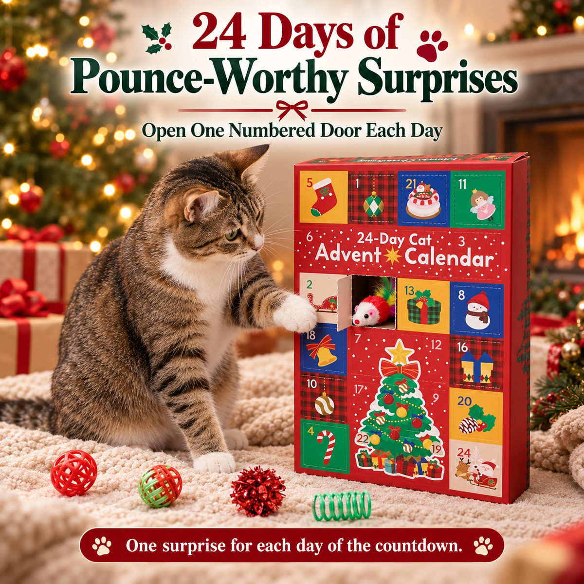 24-Day Pet Advent Calendar for Cats & Dogs – Christmas Toys & Accessories Fursera