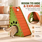 Triangular Felt Cat Activity House – 4-in-1 Scratcher, Climber, Hideaway & Play Toy Fursera