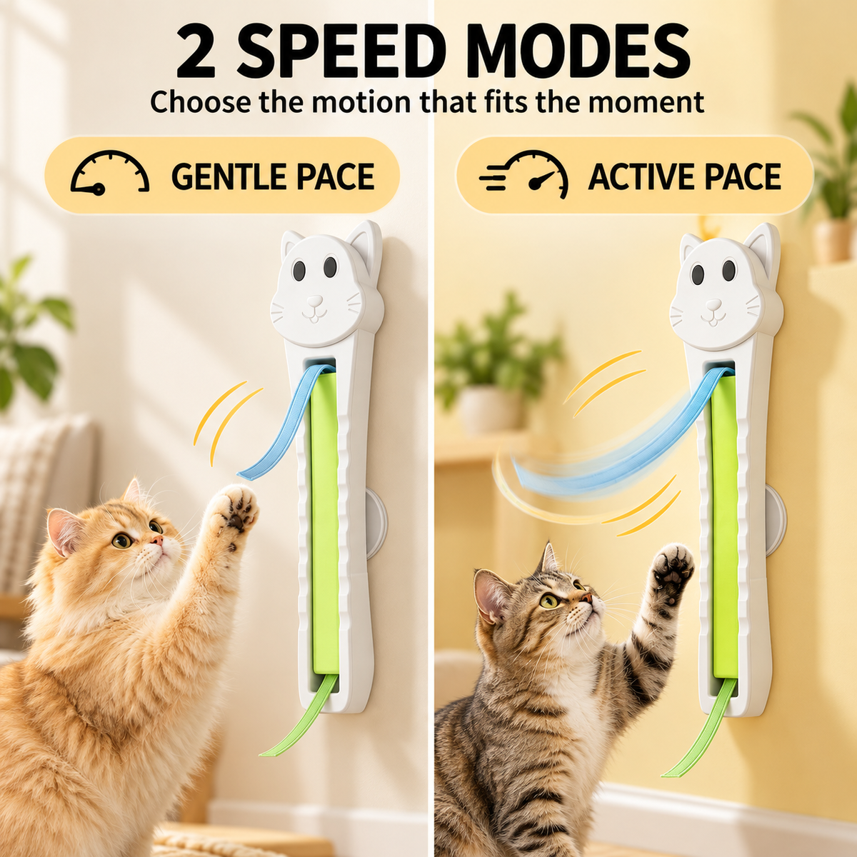 Wall-Mounted Automatic Cat Ribbon Toy – 2-Speed USB-C Rechargeable Teaser Fursera