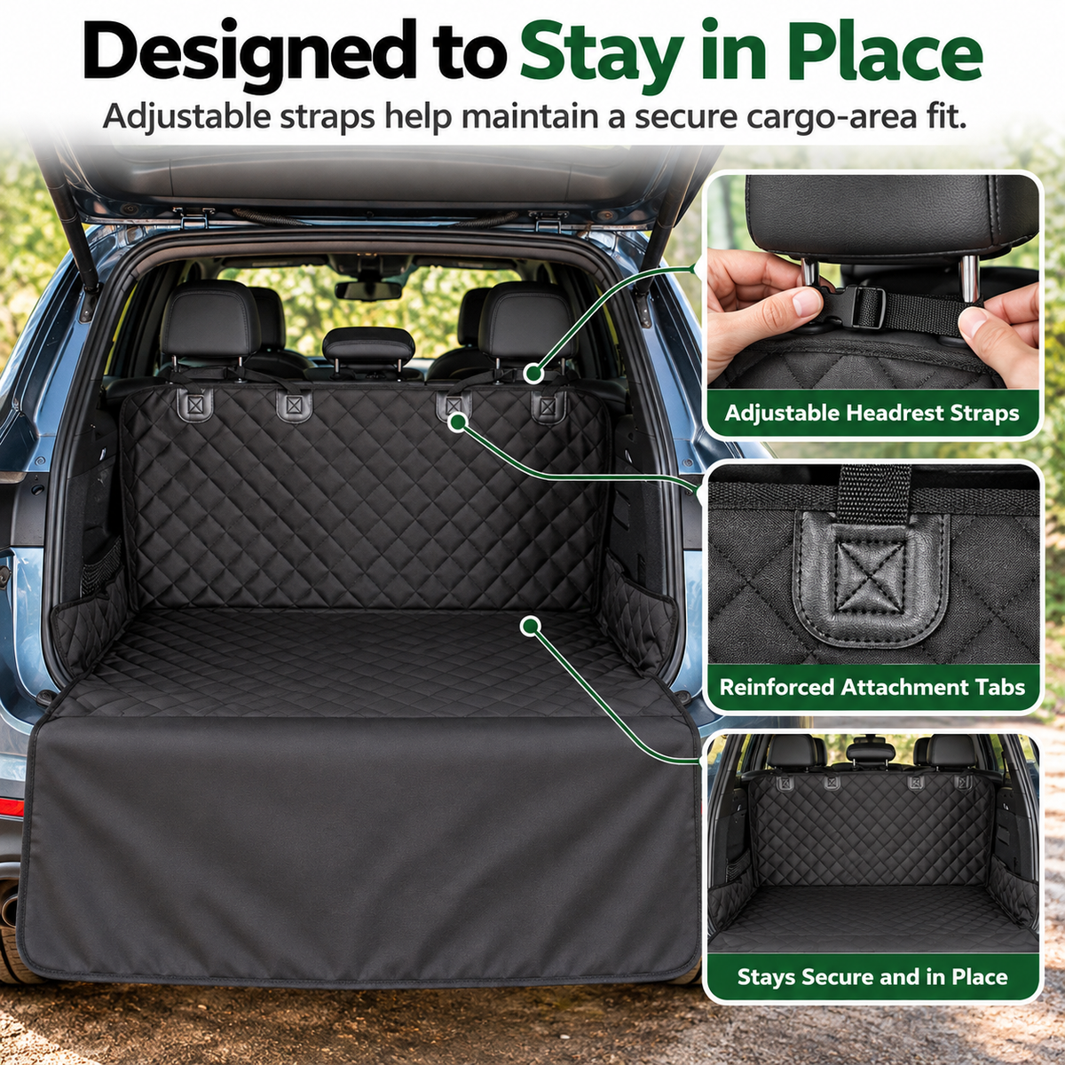 Quilted SUV Dog Cargo Liner with Side & Bumper Protection Fursera