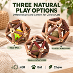3-Piece Silvervine Cat Toy Ball Set with Catnip Cores & Bell Ball Fursera