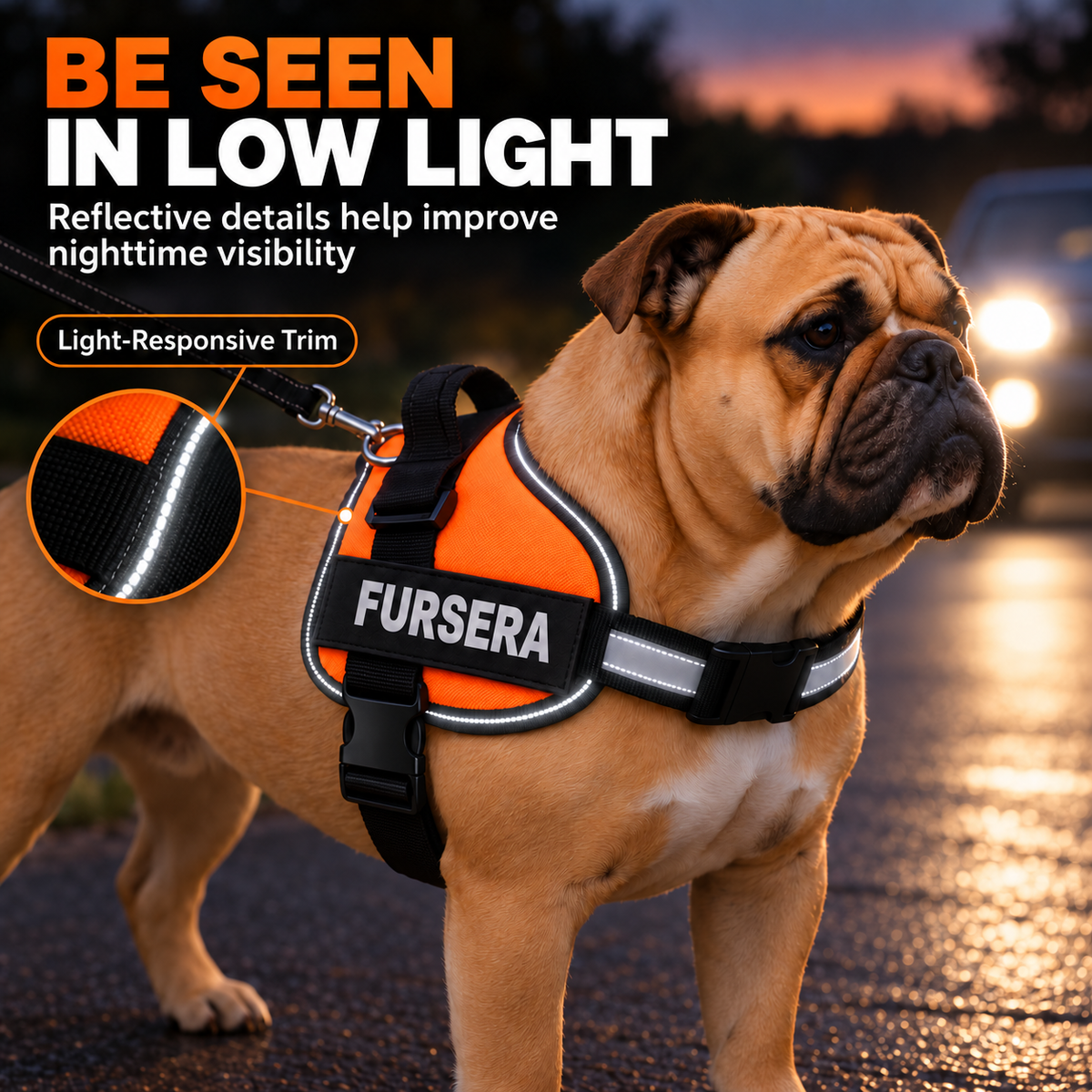 Adjustable Reflective Dog Harness with Padded Control Handle Fursera