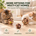 3-Piece Silvervine Cat Toy Ball Set with Catnip Cores & Bell Ball Fursera