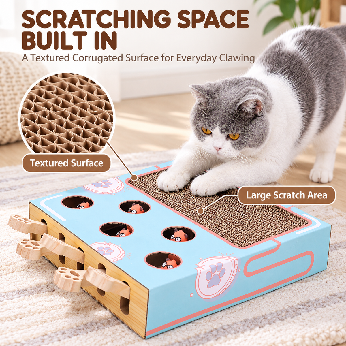 Interactive Pop-Up Mouse Cat Toy & Scratcher Fursera