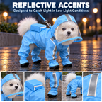 Full-Body Dog Rain Suit with Clear Hood & Attached Paw Covers Fursera