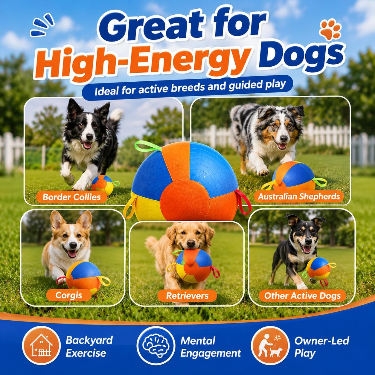 Dog Herding Ball with Handles & Pump