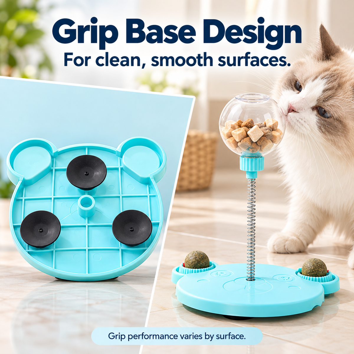 Spring Wobble Treat Dispenser for Cats & Small Dogs – Interactive Pet Toy with Suction Base Fursera
