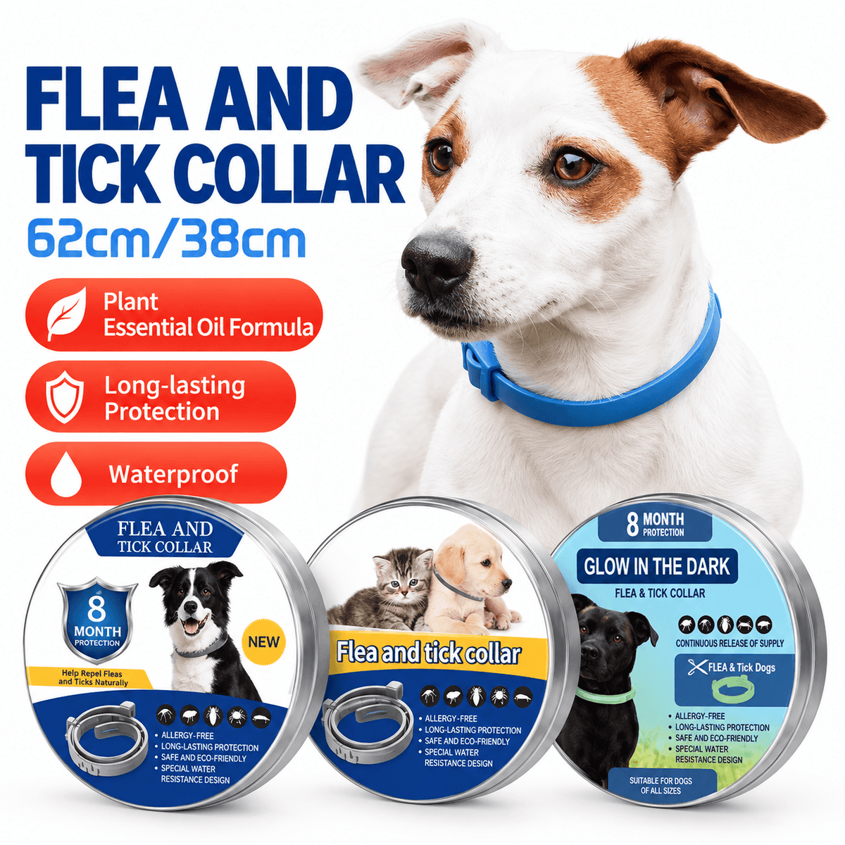 Flea & Tick Collar for Dogs & Cats – Adjustable, Water-Resistant Pet Collar Fursera