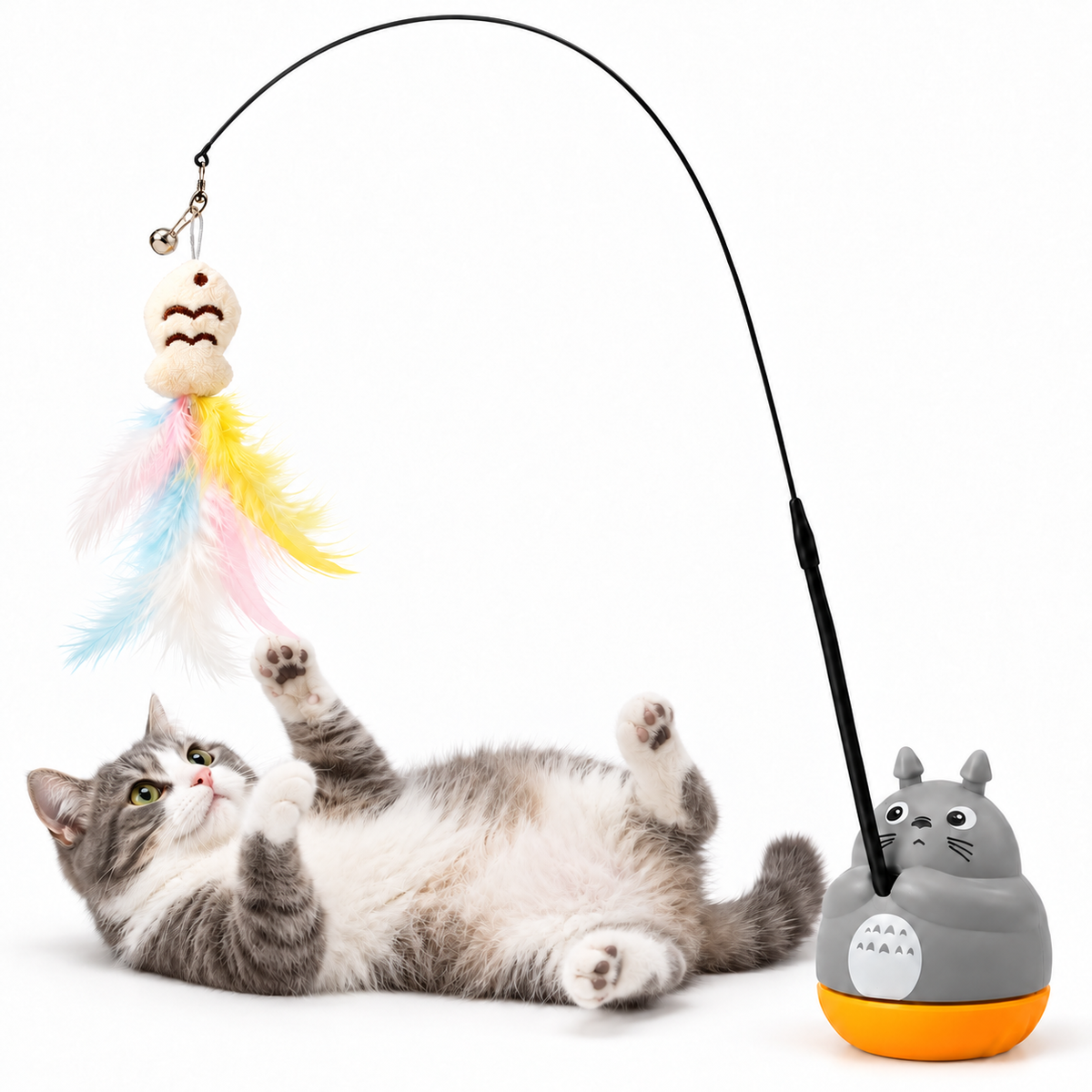 Bouncing Fish & Feather Cat Teaser Toy Fursera