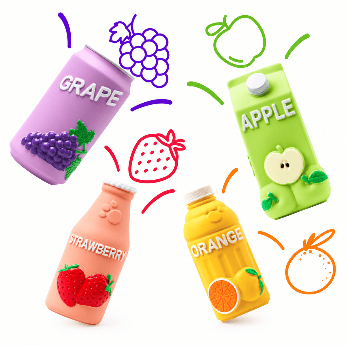 Fruit Drink Squeaky Dog Toy – Soft, Fruit-Scented Latex Fursera