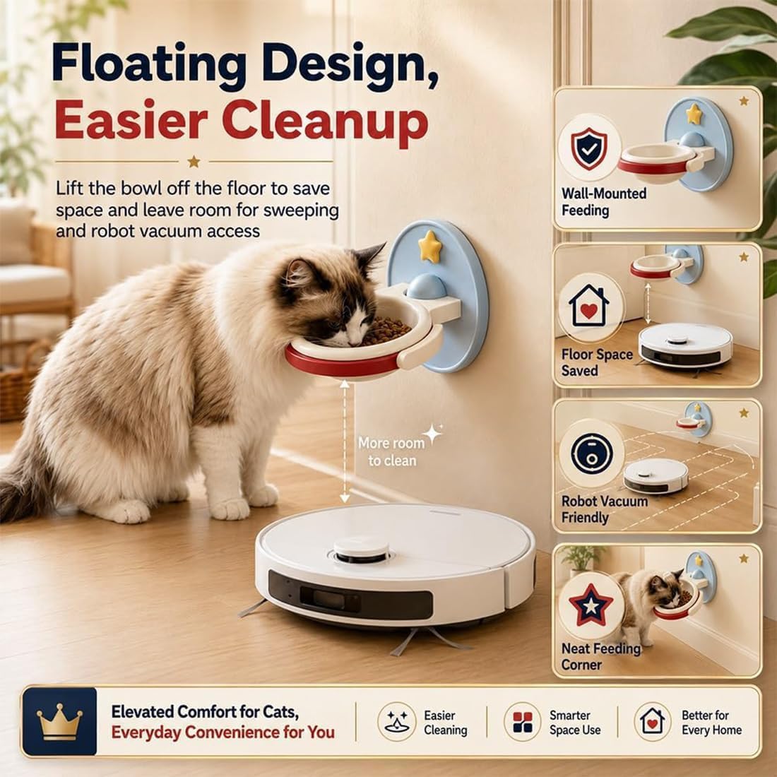 2-in-1 Wall Mounted & Elevated Cat Bowl Fursera