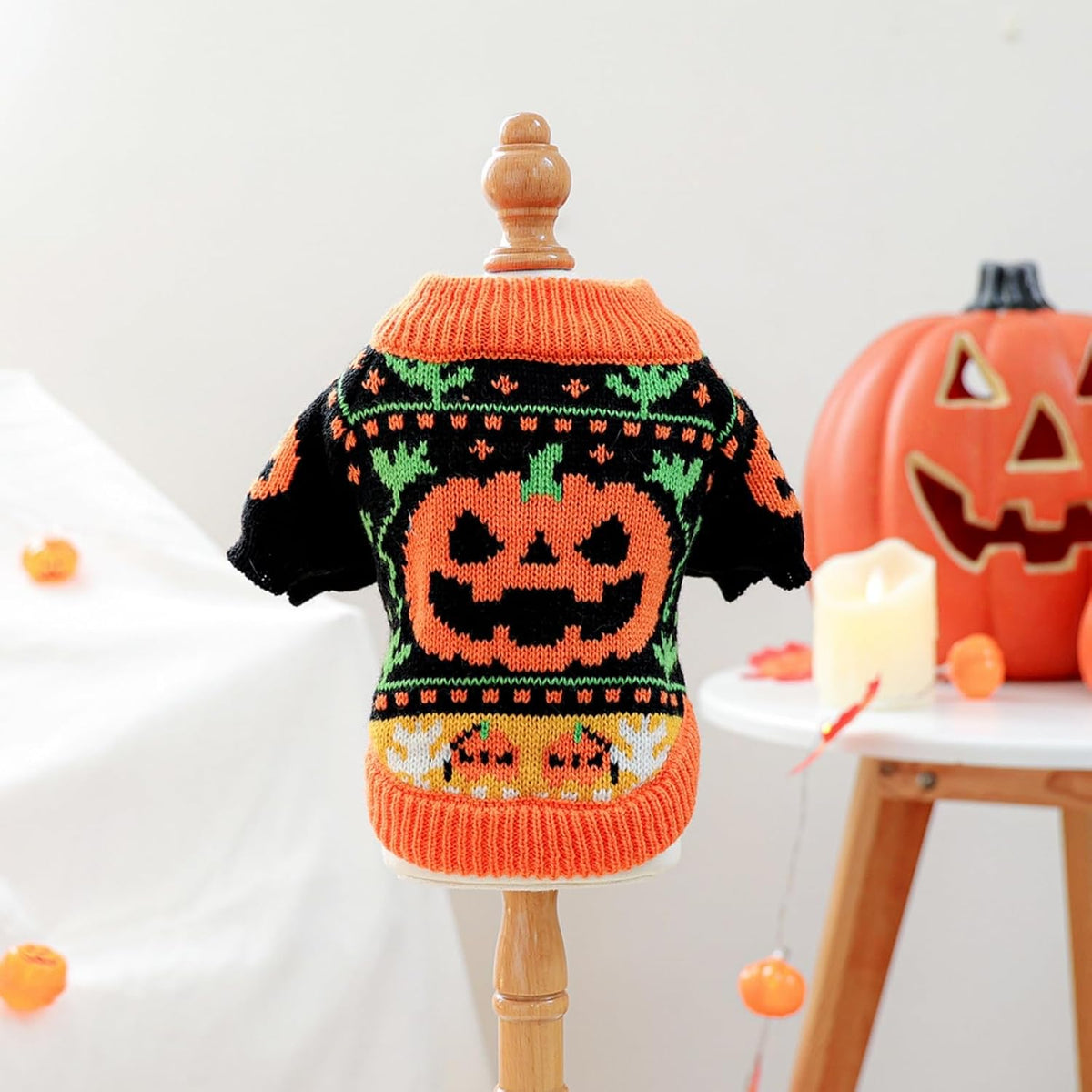 Halloween Pumpkin Pet Sweater for Cats & Small Dogs Fursera