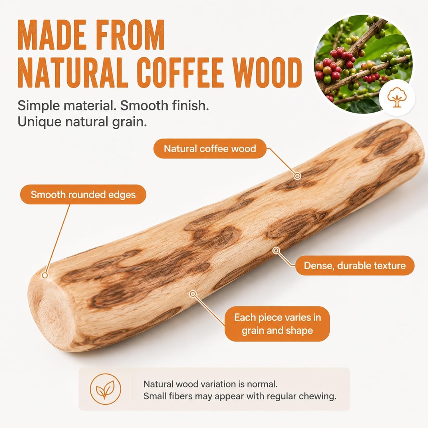 Coffee Wood Dog Chew Toy – Natural Long-Lasting Chewing Stick for Dogs Fursera