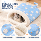 Plush-Lined Cat Sleeping Bag | Soft Burrowing Cat Bed Fursera