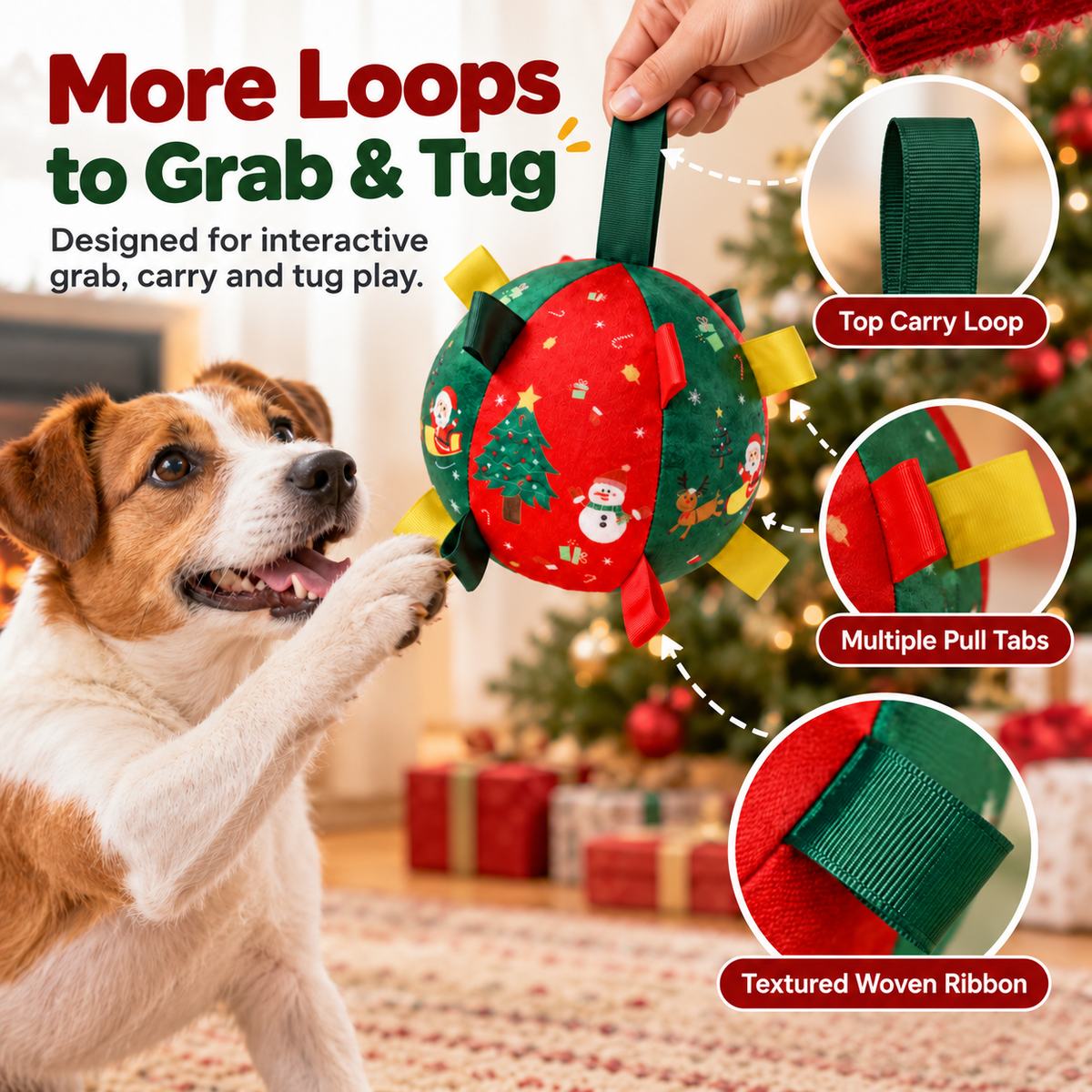Christmas Plush Dog Ball Toy  – Bell or Rechargeable Version Fursera