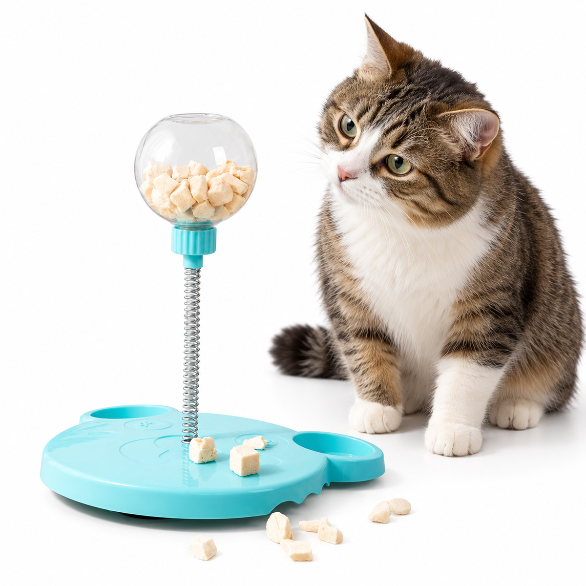 Spring Wobble Treat Dispenser for Cats & Small Dogs – Interactive Pet Toy with Suction Base Fursera