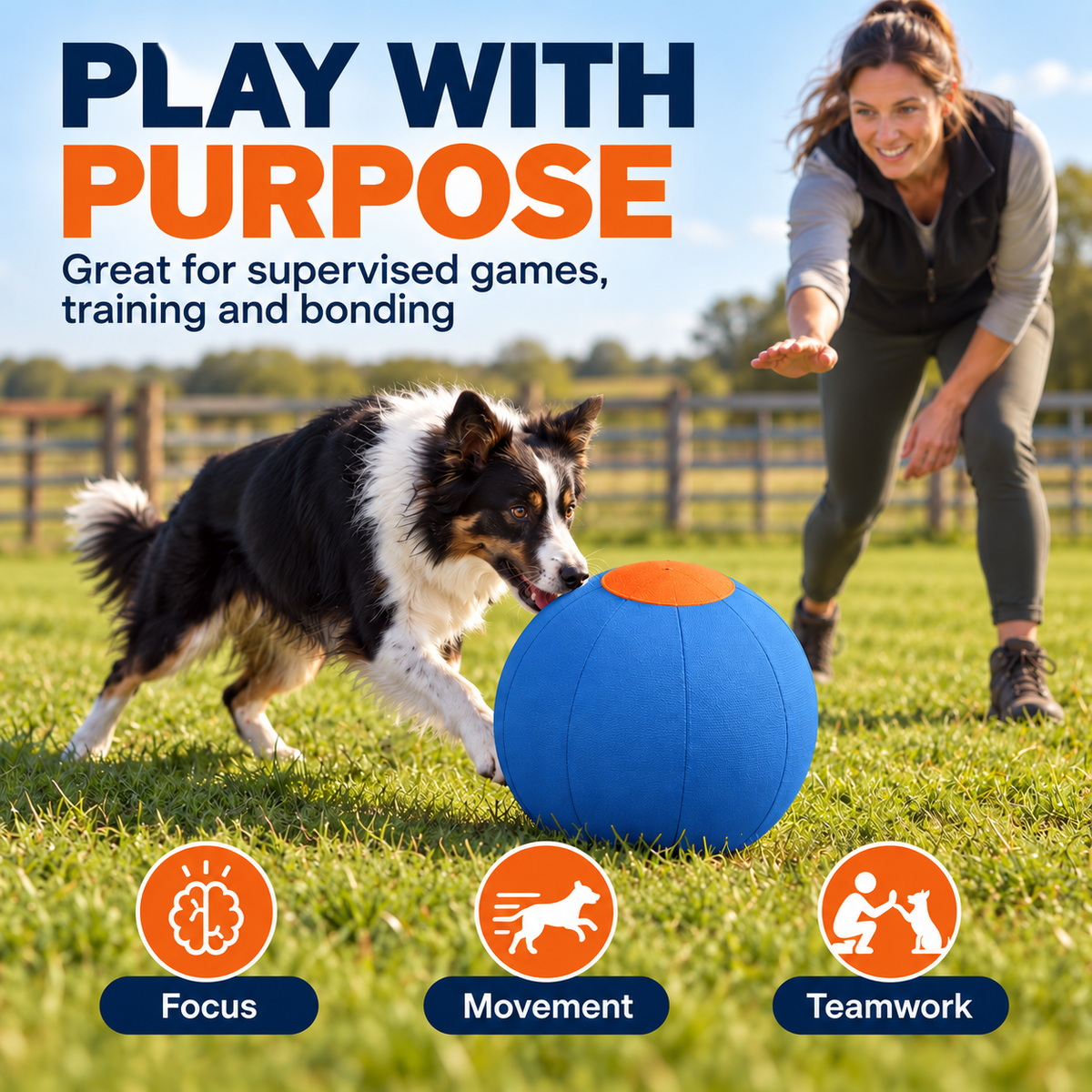Dog Herding Ball – Large Push & Chase Activity Toy Fursera