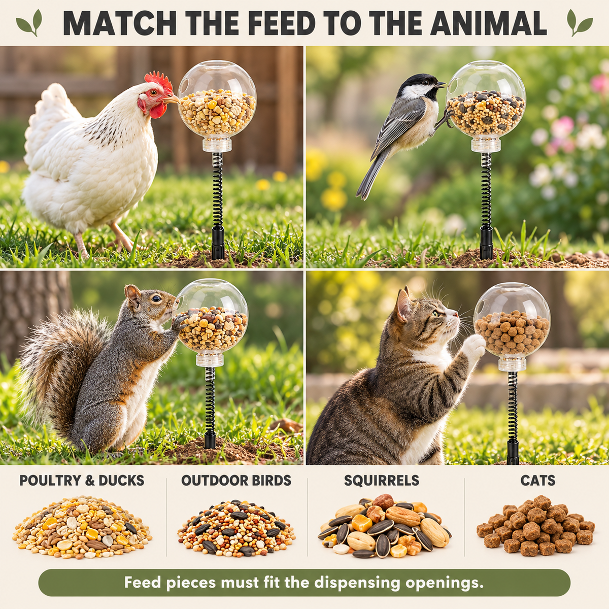 Spring-Mounted Chicken Pecking Toy & Treat Dispenser – Clear Refillable Feeder Fursera