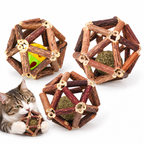 3-Piece Silvervine Cat Toy Ball Set with Catnip Cores & Bell Ball Fursera