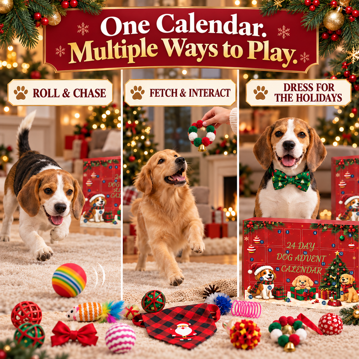 24-Day Pet Advent Calendar for Cats & Dogs – Christmas Toys & Accessories Fursera