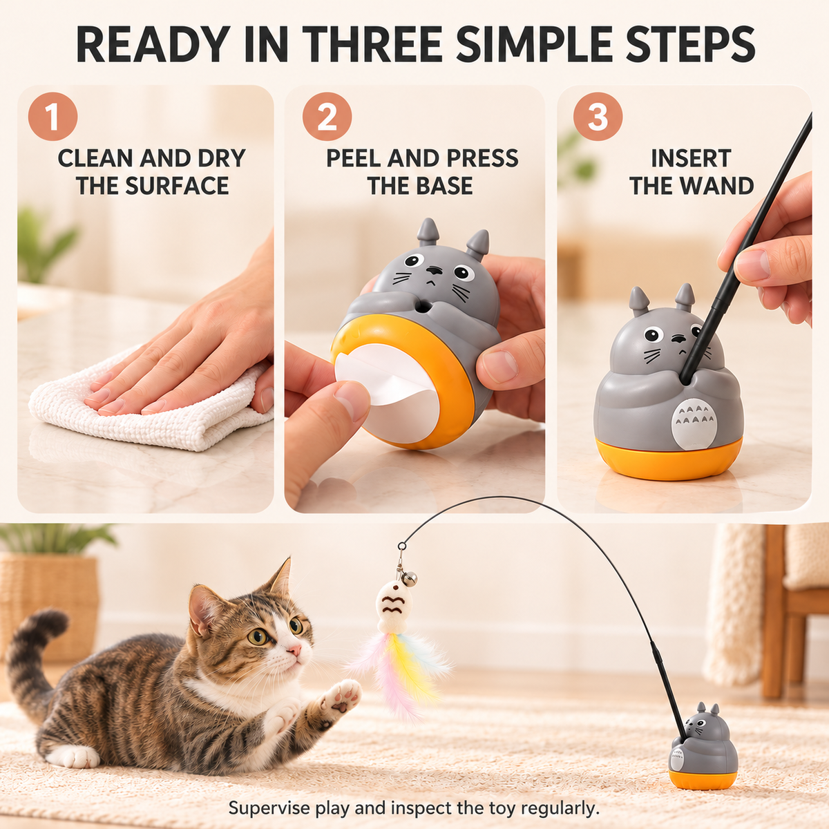 Bouncing Fish & Feather Cat Teaser Toy Fursera