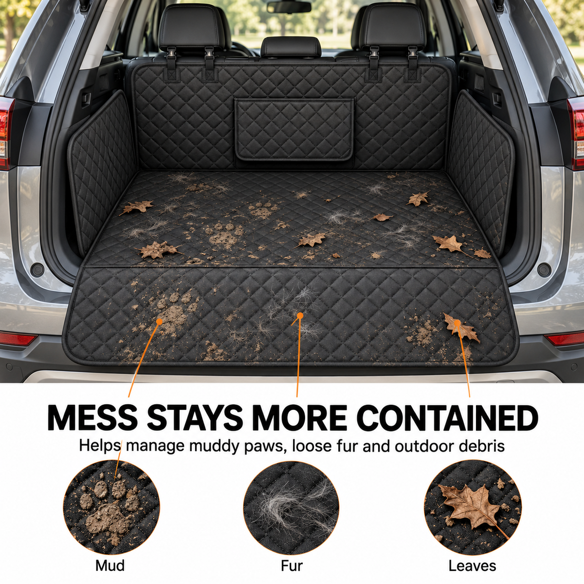 Quilted Dog Cargo Liner with Side Panels & Bumper Flap Fursera
