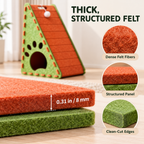 Triangular Felt Cat Activity House – 4-in-1 Scratcher, Climber, Hideaway & Play Toy Fursera
