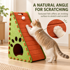 Triangular Felt Cat Activity House – 4-in-1 Scratcher, Climber, Hideaway & Play Toy Fursera