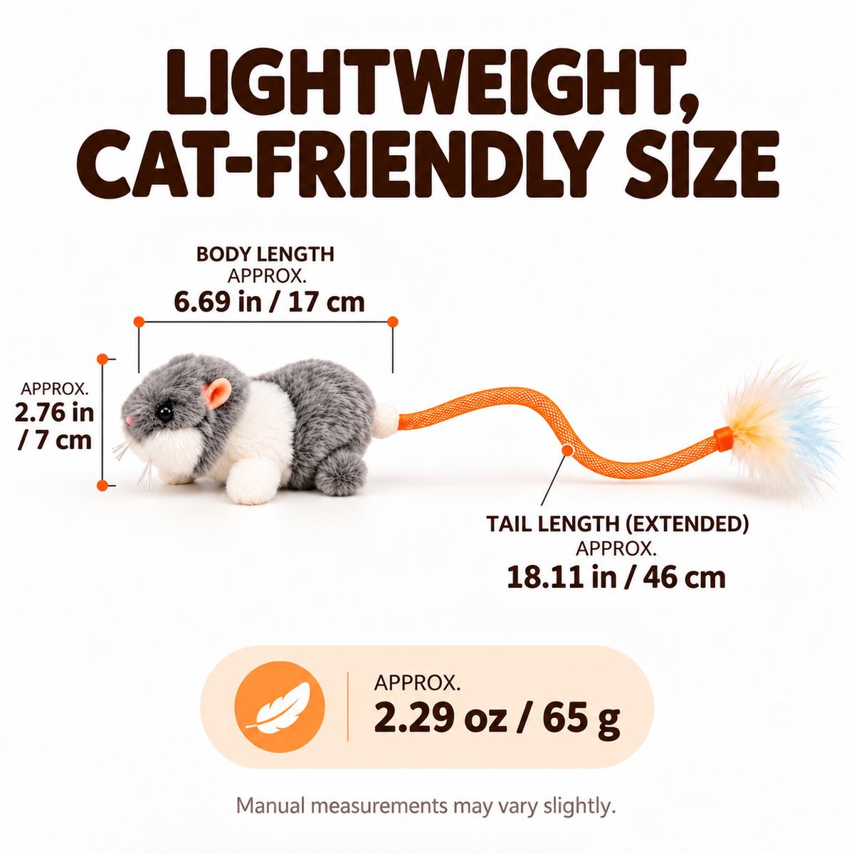 Touch-Activated Mouse Cat Toy with Wagging Feather Tail | Rechargeable Fursera