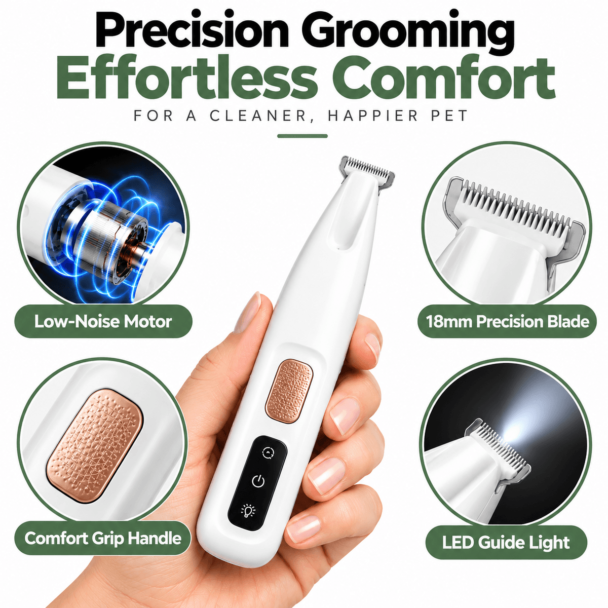 LED Pet Paw Trimmer for Dogs & Cats – Quiet & USB Rechargeable Fursera