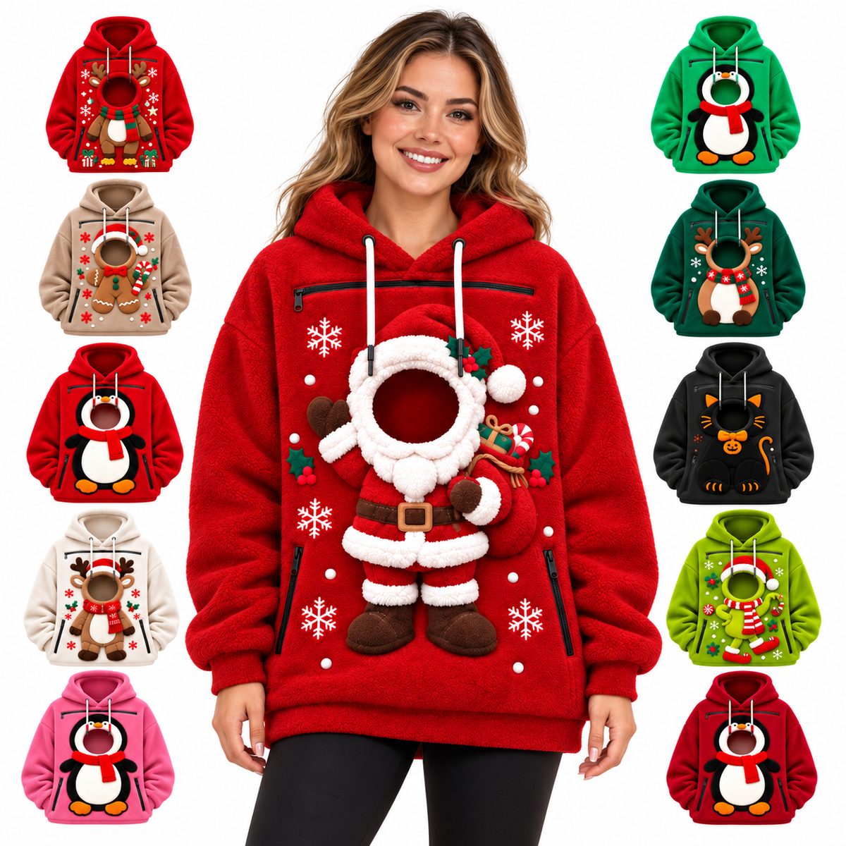 Christmas Pet Pocket Hoodie with 3D Holiday Designs Fursera