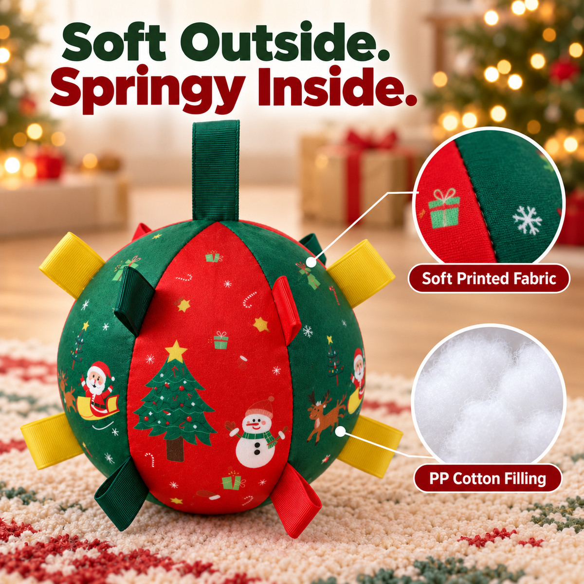 Christmas Plush Dog Ball Toy  – Bell or Rechargeable Version Fursera