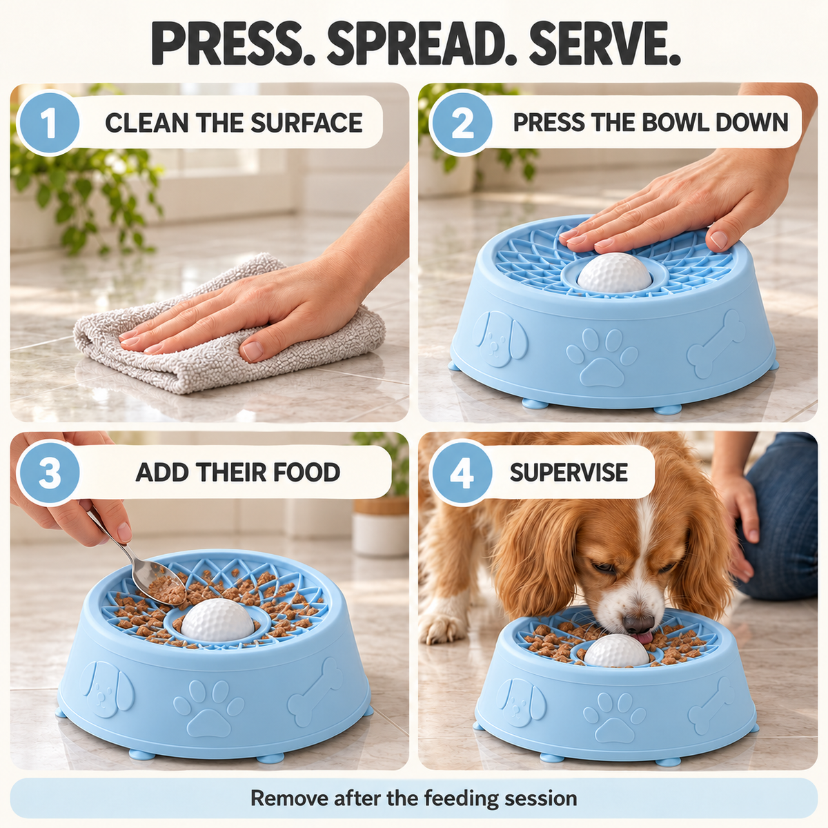 Suction Slow Feeder Dog Bowl with Flower Maze & Textured Licking Dome Fursera