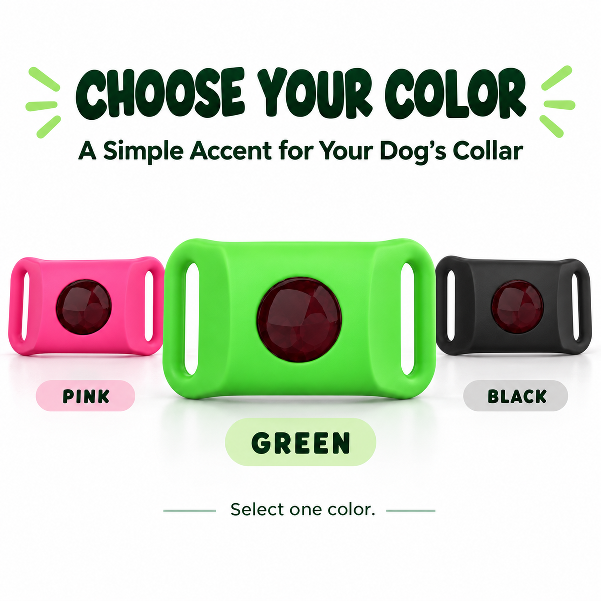 Green Collar-Mounted Pet Tag with Flexible Dual-Slot Holder & Adjustable Collar Fursera