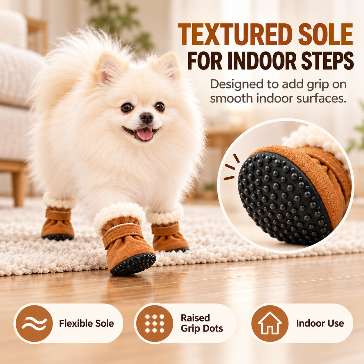 Warm Plush Dog Boots – Adjustable Soft Pet Booties, Set of 4 Fursera