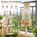 Boho Macrame Cat Hammock – Handwoven Hanging Cat Bed with Free Cushion Fursera