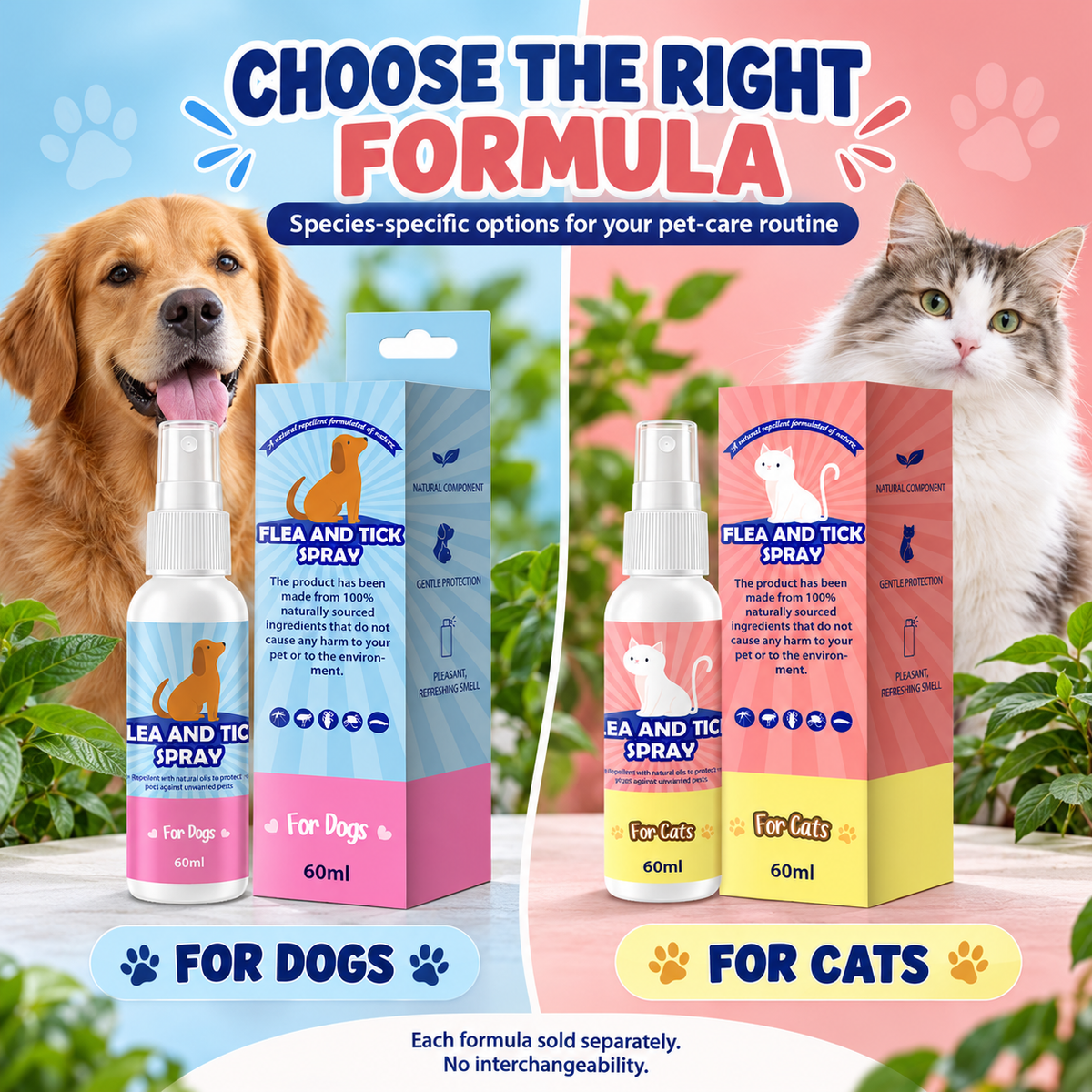 Flea & Tick Spray – Choose Dog or Cat Formula, 2 fl oz (60 mL) Fursera