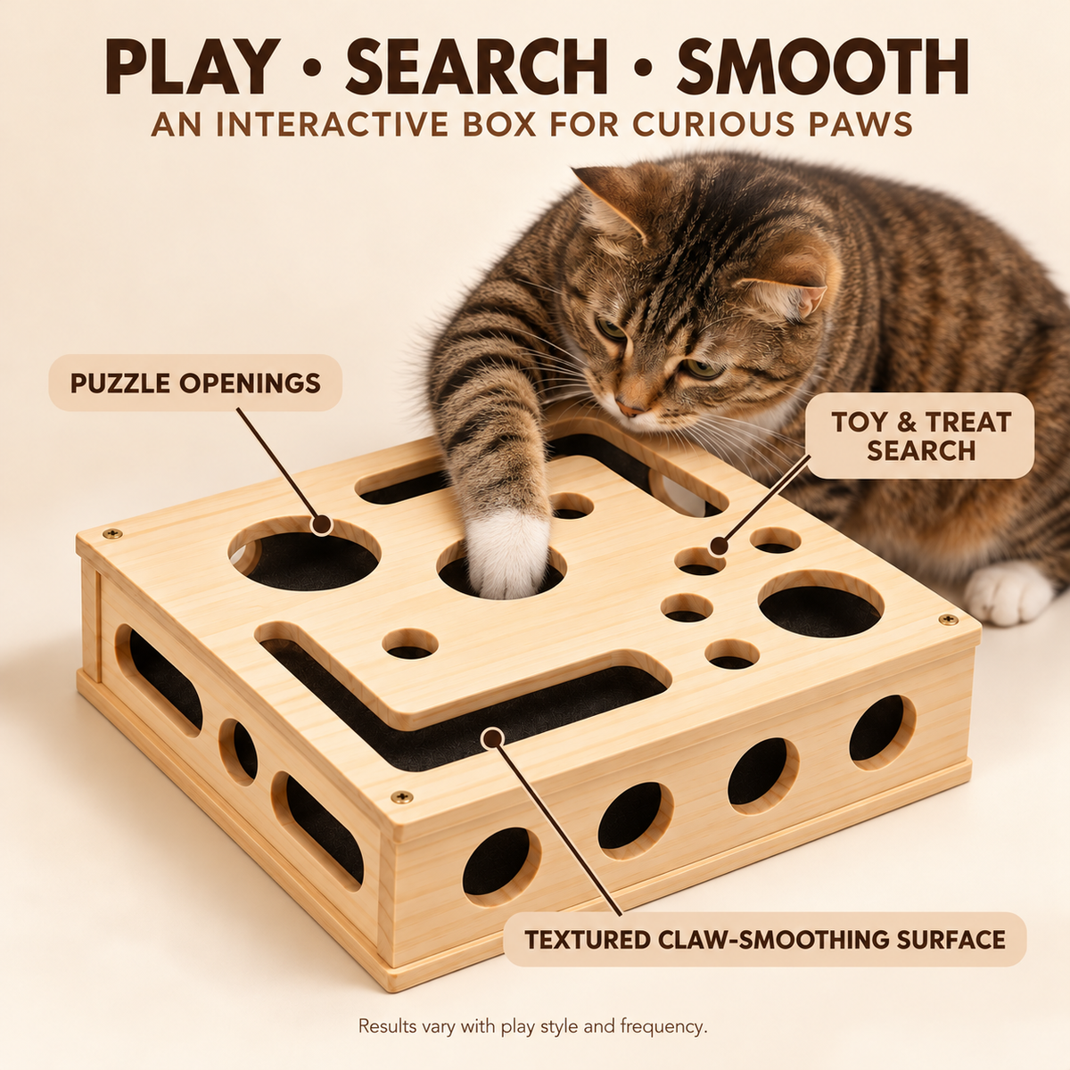Wooden Cat Puzzle Toy with Built-In Claw-Smoothing Surface Fursera