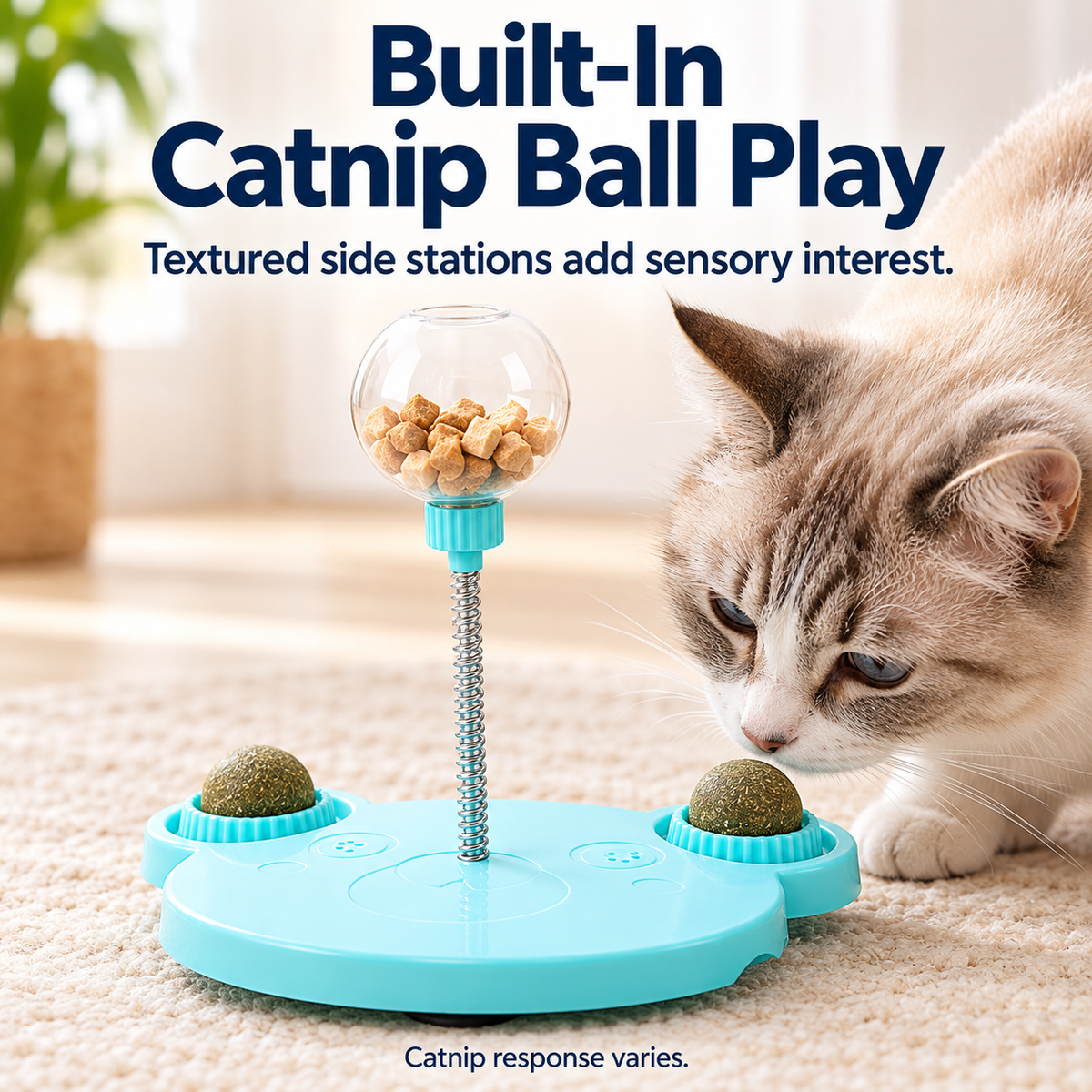 Spring Wobble Treat Dispenser for Cats & Small Dogs – Interactive Pet Toy with Suction Base Fursera