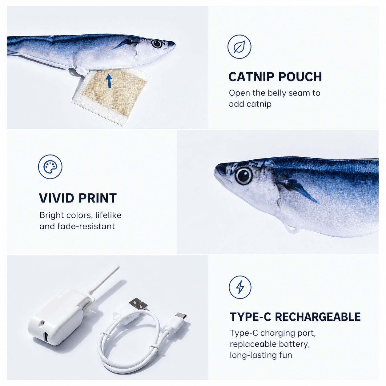 Electric Realistic Flopping Fish Cat Toys – 3 Pack