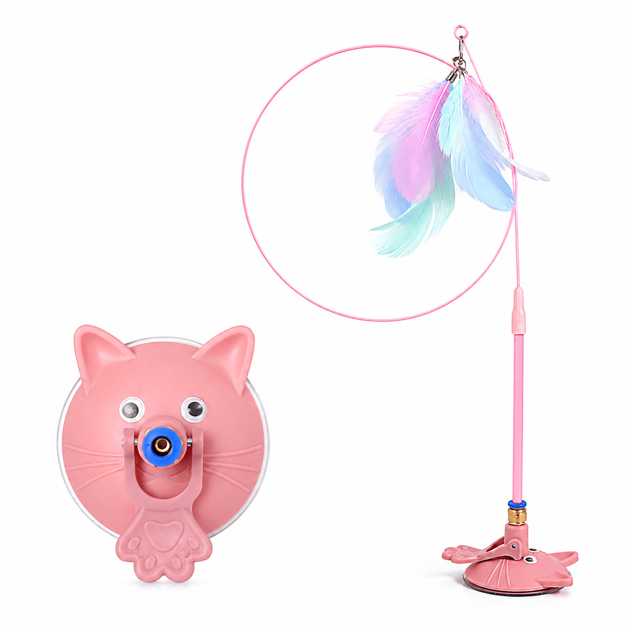 Interactive Feather Cat Wand Toy with Suction Cup