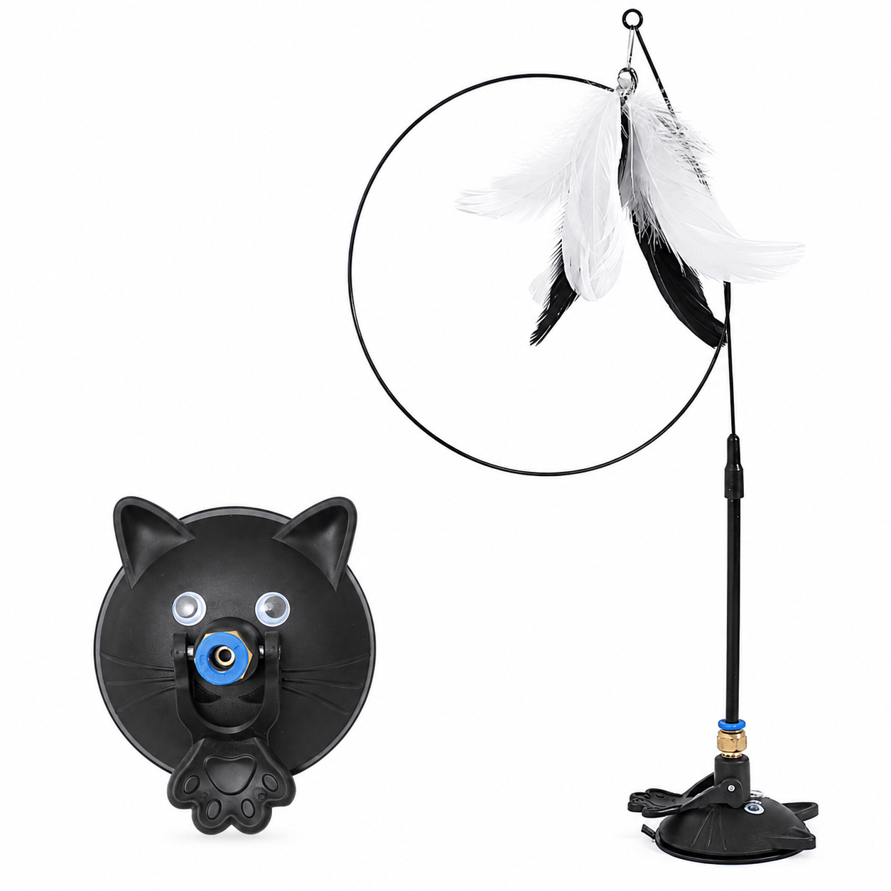 Interactive Feather Cat Wand Toy with Suction Cup