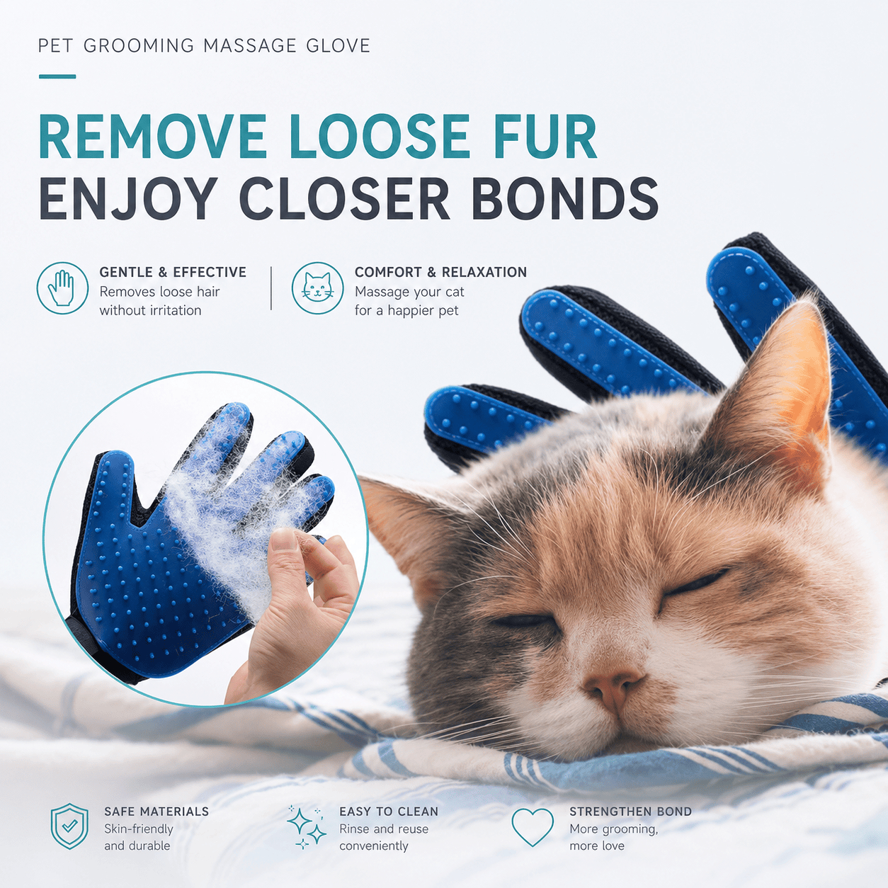 Pet Hair Remover Glove  - 1 Pair