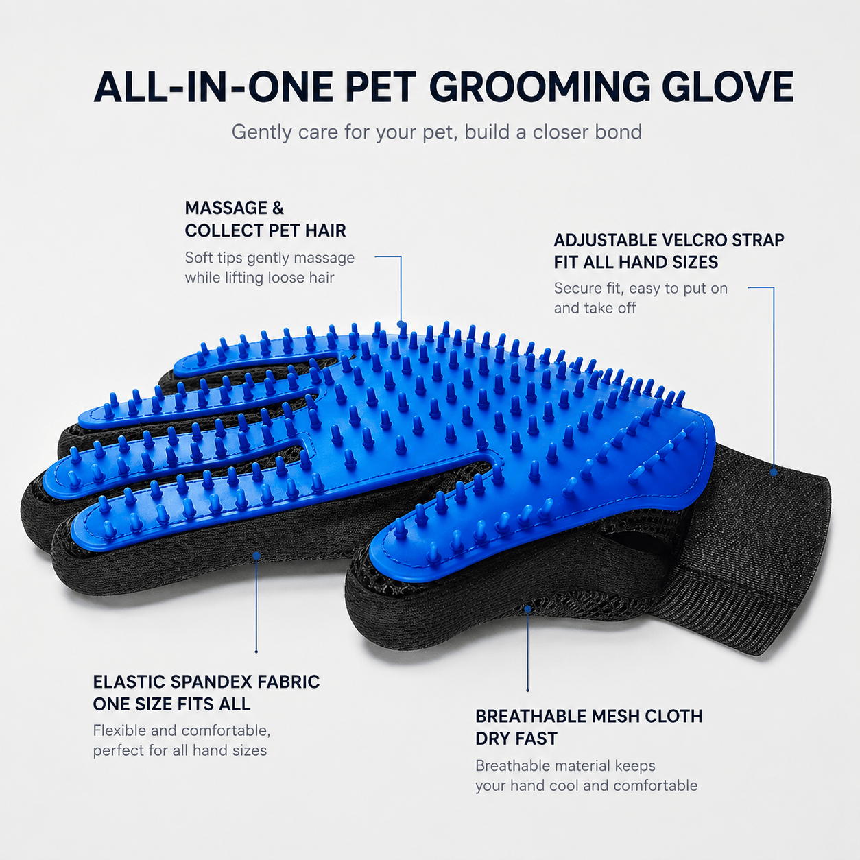 Pet Hair Remover Glove  - 1 Pair