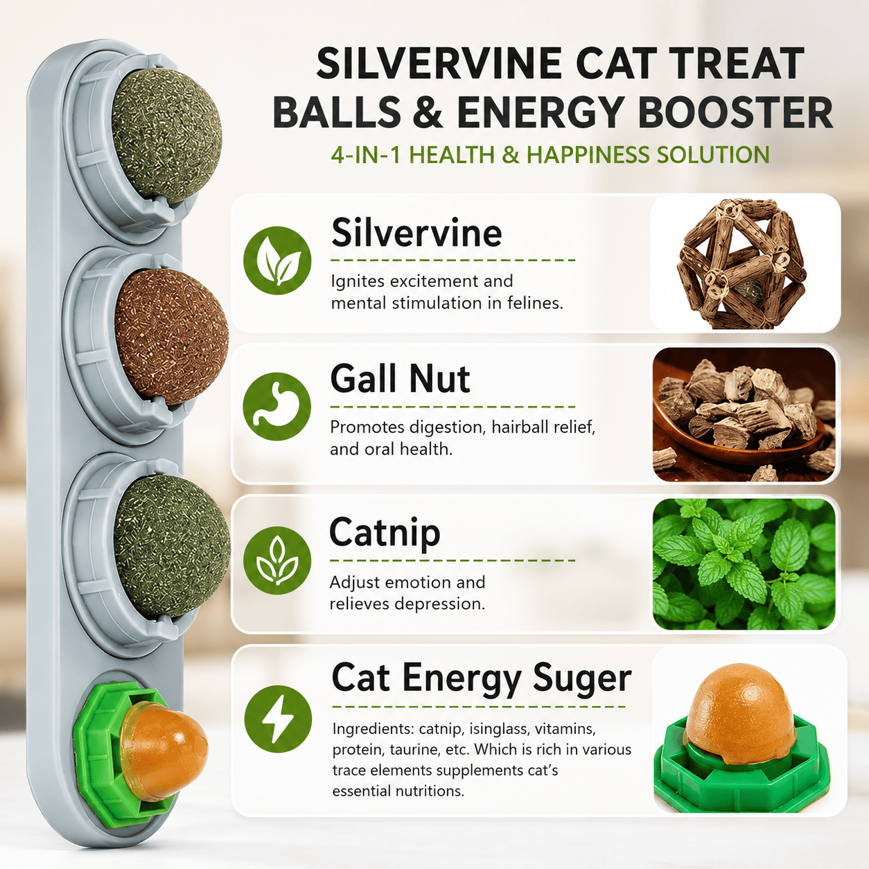 Catnip & Silvervine Cat Toy Balls – 4PCS