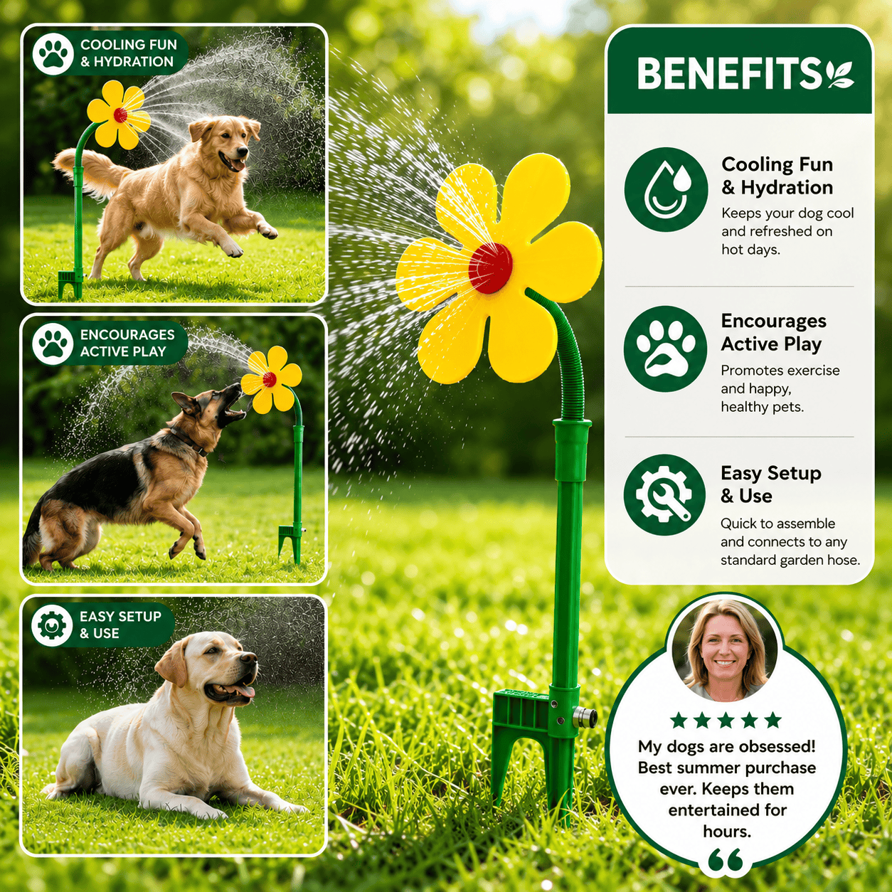 Sunflower Sprinkler for Dogs
